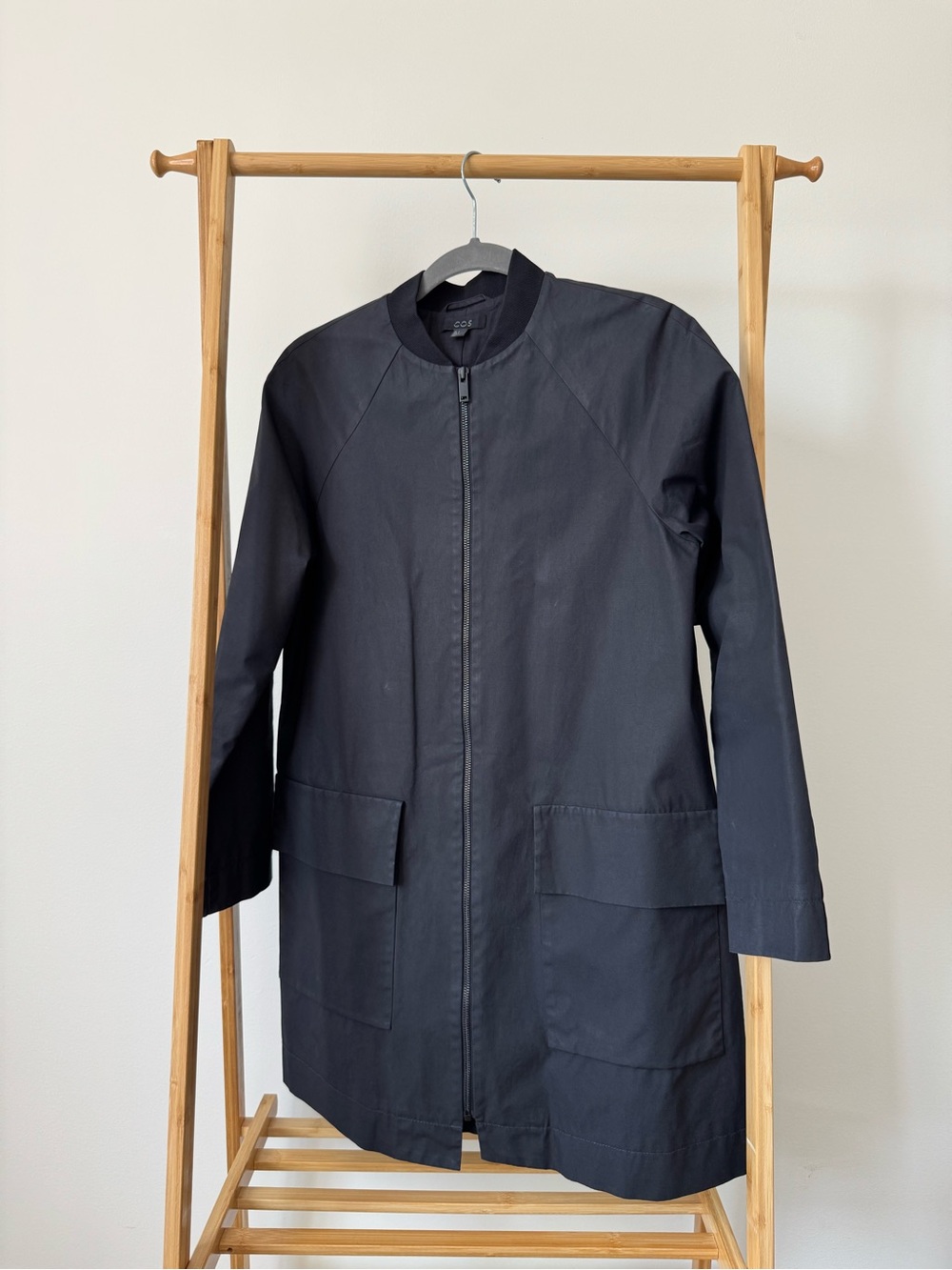 COS Black Zip-Front Bomber Coat, Size US2 - Picture 2 of 10